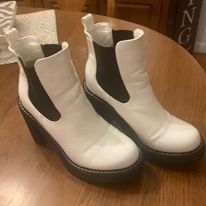 White platform booties